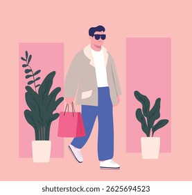 Man carrying package after shopping