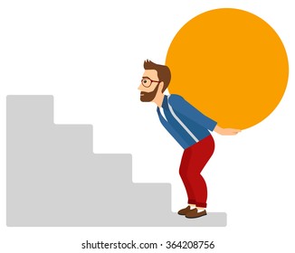 Man carrying stone.