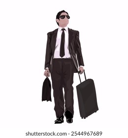 homem levando mala e saco de escritório para começar viagem de negócios