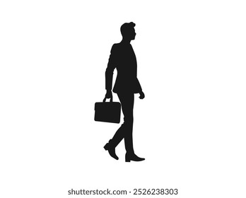 Man carrying a suitcase silhouette. Black silhouettes travel with suitcases on a white background.