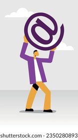 man carrying at symbol illustration vector