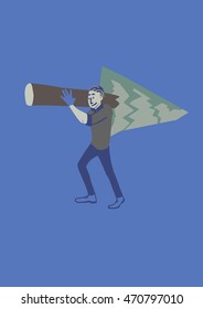 man carrying a tree
