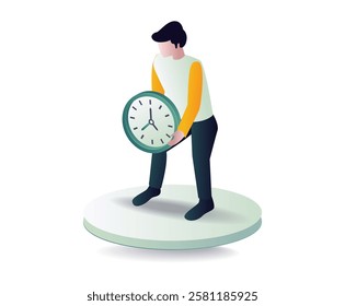 Man carrying wall clock symbol time concept