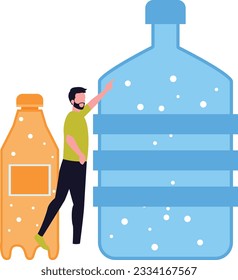 Man carrying water bottle Vector Illustration that can be easily modified or edit

