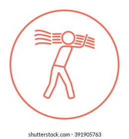 Man carrying wheat line icon.