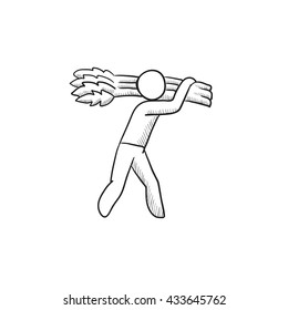 Man carrying wheat  vector sketch icon isolated on background. Hand drawn Man carrying wheat  icon. Man carrying wheat  sketch icon for infographic, website or app.
