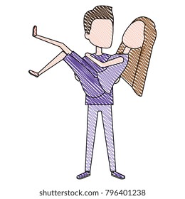 man carrying woman characters