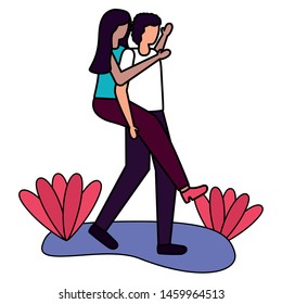 man carrying woman - couple romantic love flat design vector illustration