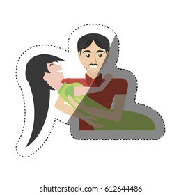 man carrying woman romantic shadow