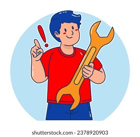 a Man carrying a Wrench