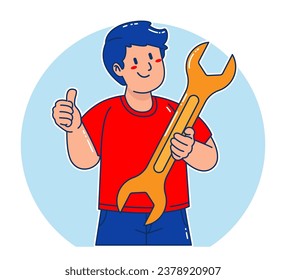 a Man carrying a Wrench