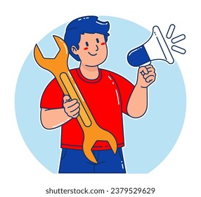 a Man carrying a Wrench