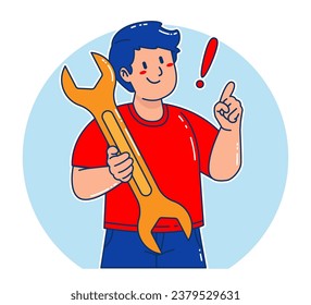 a Man carrying a Wrench