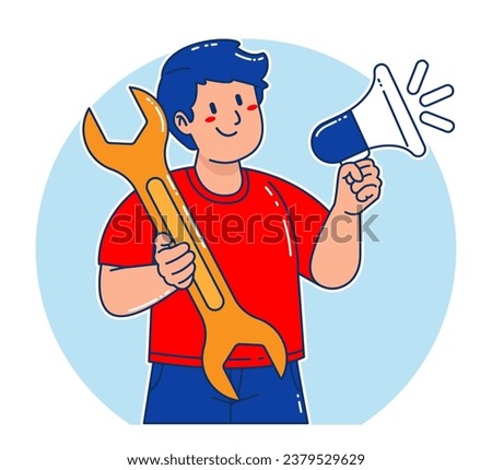 a Man carrying a Wrench