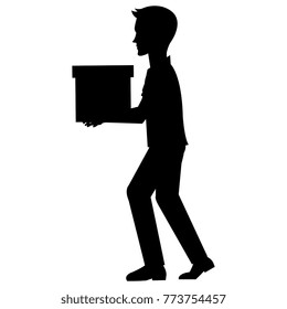 man with carton box packing icon