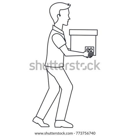man with carton box packing icon