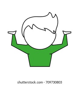 man cartoon with arms up expressing doubt icon image 