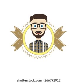 man cartoon badge