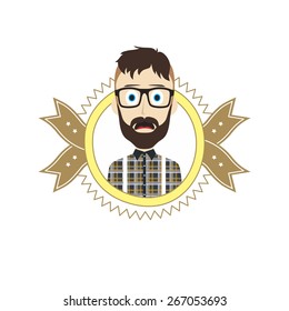 man cartoon badge