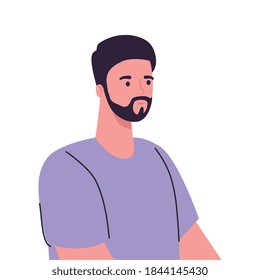 Herrenkartoon mit Bart-Design, Junge männliche Person Menschen menschliche soziale Medien und Porträt Thema Vektorgrafik