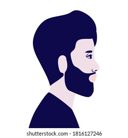 man cartoon with beard in side view design, Boy male person people human social media and portrait theme Vector illustration