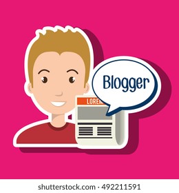 man cartoon blogger web