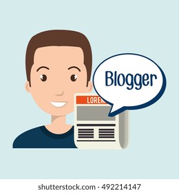 man cartoon blogger web