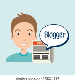 man cartoon blogger web