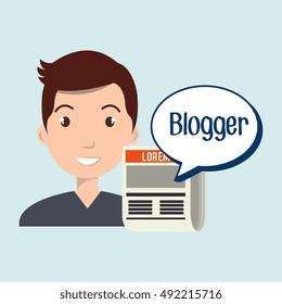 man cartoon blogger web