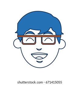 man cartoon with blue hair face portrait