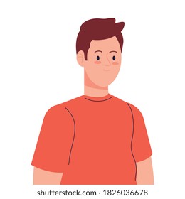 man cartoon with brown hair design, Boy male person people human social media and portrait theme Vector illustration