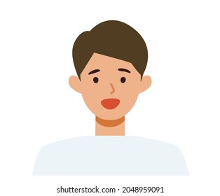 Man cartoon character. People face profiles avatars and icons. Close up image of smiling man. Vector flat illustration.