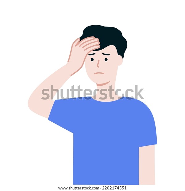 Man Cartoon Character Touching Head Feeling Stock Vector (Royalty Free ...