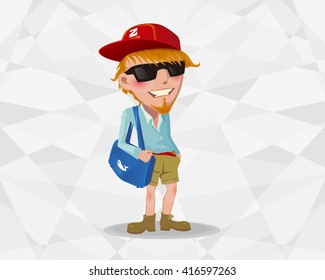 A man cartoon character.
Vector with transparency organized in layers for easy editing.