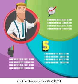 Man Cartoon Circle Present Template Vector
