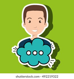 man cartoon cloud speack chat