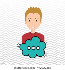 man cartoon cloud speack chat