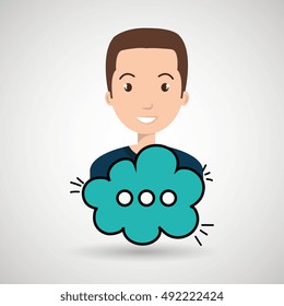 man cartoon cloud speack chat