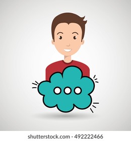 man cartoon cloud speack chat