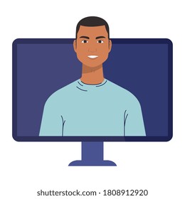 man cartoon in computer design, Boy male person people human social media and portrait theme Vector illustration