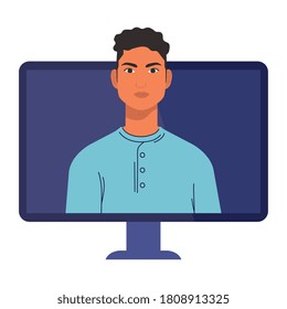 man cartoon in computer design, Boy male person people human social media and portrait theme Vector illustration