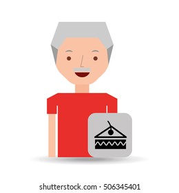 man cartoon dessert slice cake cherry design icon vector illustration