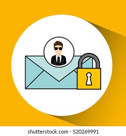 man cartoon email digital technology security vector illustration eps 10