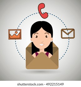 man cartoon email telephone