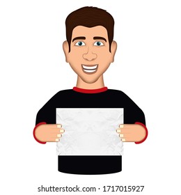 Caricatura masculina con aviso vacío - Vector