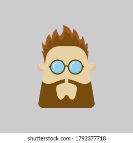Man cartoon face with beard. vector graphic in white background.