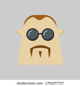Man cartoon face with mustache. vector graphic in white background.