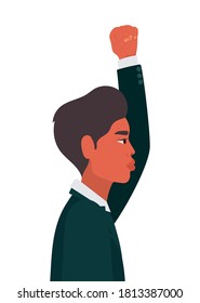 man cartoon with fist up in side view design, Manifestation protest and demonstration theme Vector illustration