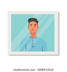 man cartoon in frame design, Boy male person people human social media and portrait theme Vector illustration
