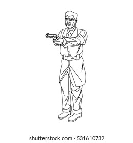 Man cartoon with gun design